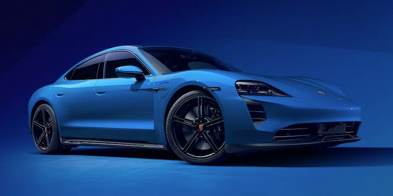 brand new blue 2024 Porsche Taycan